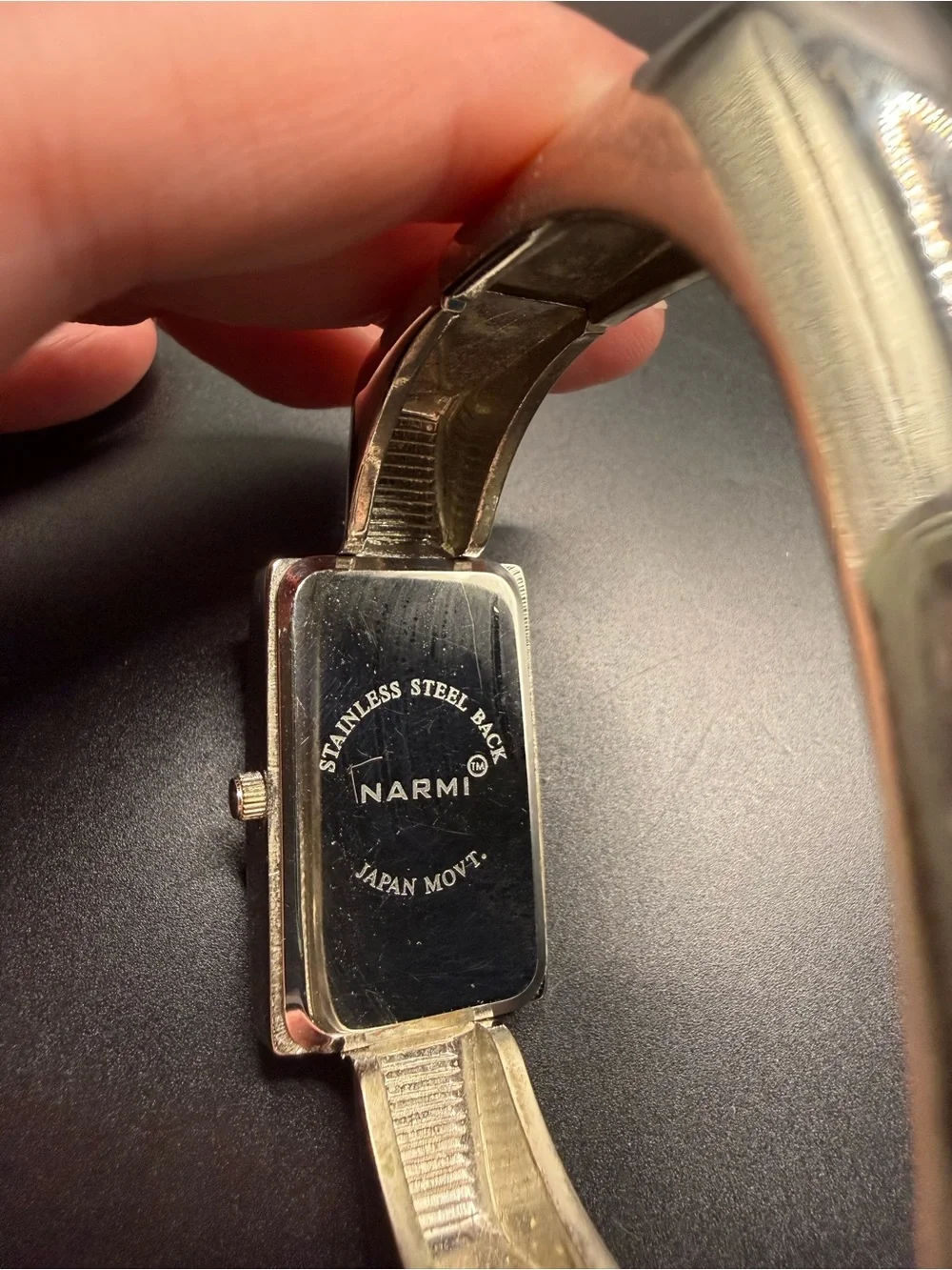 NARMI Womens Silver Bangle Watch Rectangular White Dial 24.0mm Japan Movt Tested
